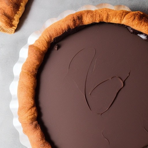 Rich chocolate puff pastry tart with dark ganache.