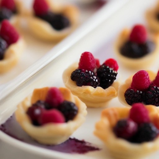 Elegant mini puff pastry fruit cups.