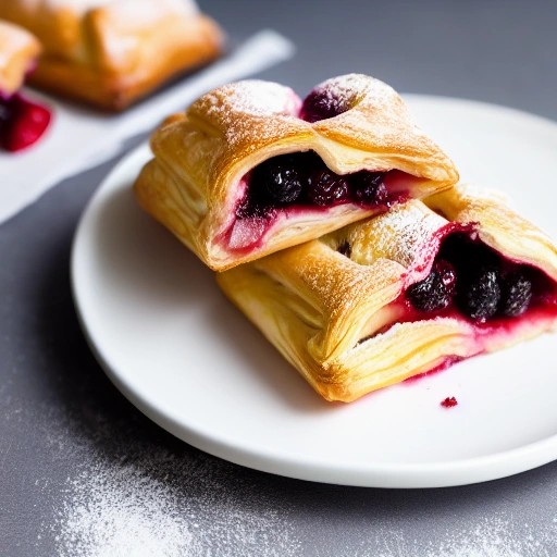 Handheld mixed berry puff pastry pockets.