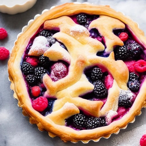 Mixed berry puff pastry tart on a summer day.