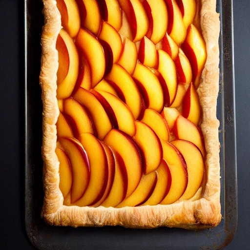 Fresh peach puff pastry tart fresh out of the oven.