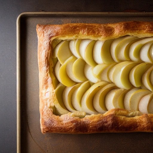 Rustic pear puff pastry tart with thyme.