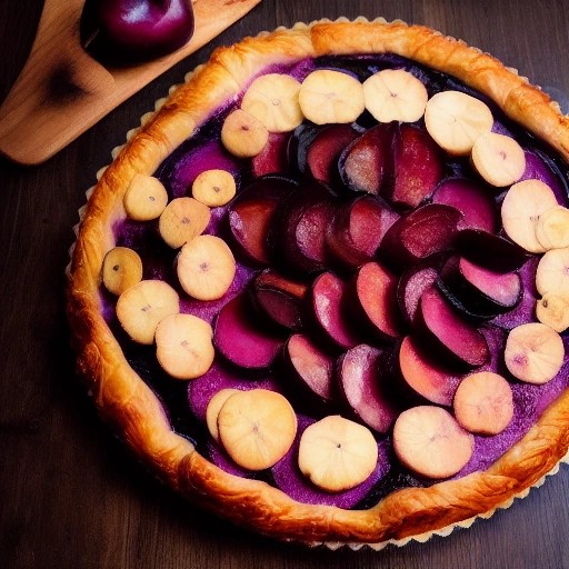 Vibrant plum puff pastry tart.
