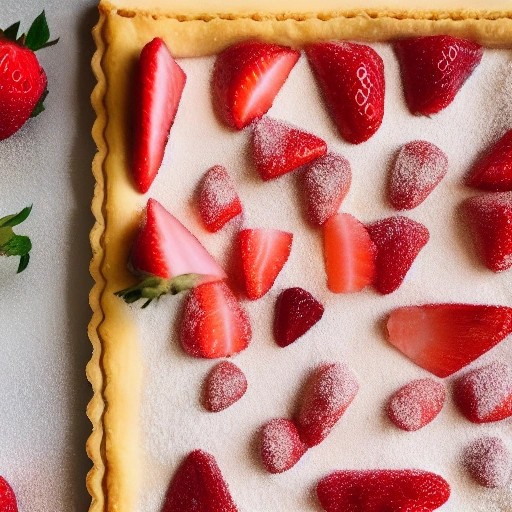 Sweet and vibrant strawberry puff pastry tart.