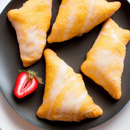 Flaky strawberry turnovers with glaze.