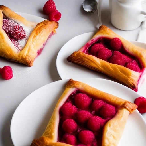 Sweet bakery style raspberry turnovers finished with white icing glaze