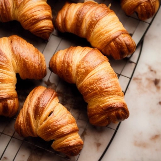Flaky bakery style chocolate croissants fresh from the oven
