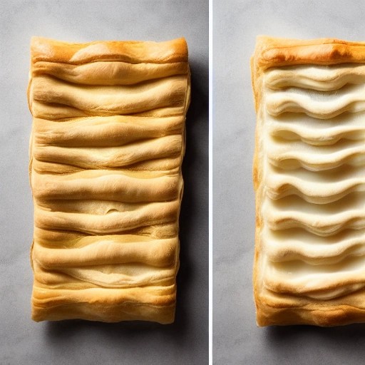 Visual comparison of puff pastry lamination results