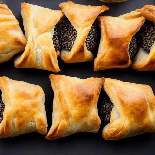 Traditional British sausage rolls wrapped in flaky puff pastry