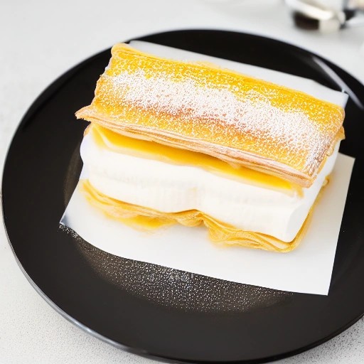 Classic French mille-feuille napoleon dessert with marbled icing