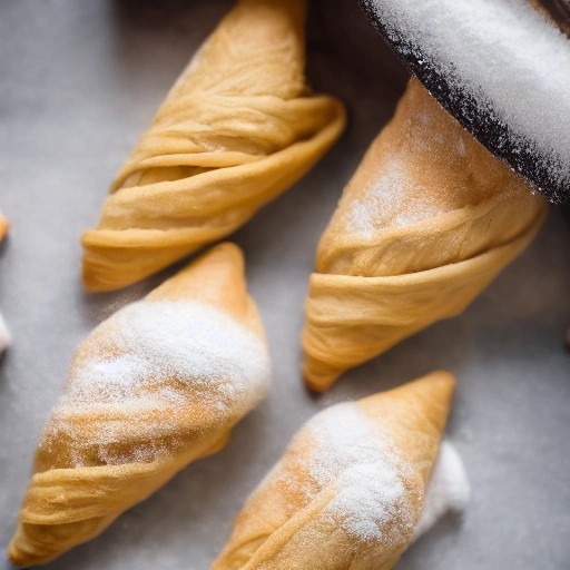 Crispy puff pastry cannoli horns with creamy filling