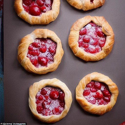 Mini rustic cherry puff pastry galettes