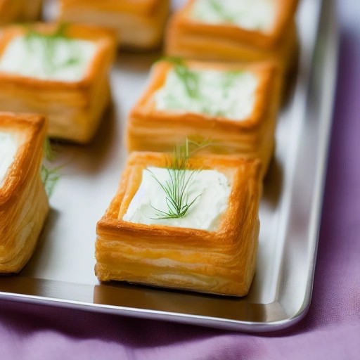 Smoked salmon and cream cheese puff pastry squares brunch appetizer