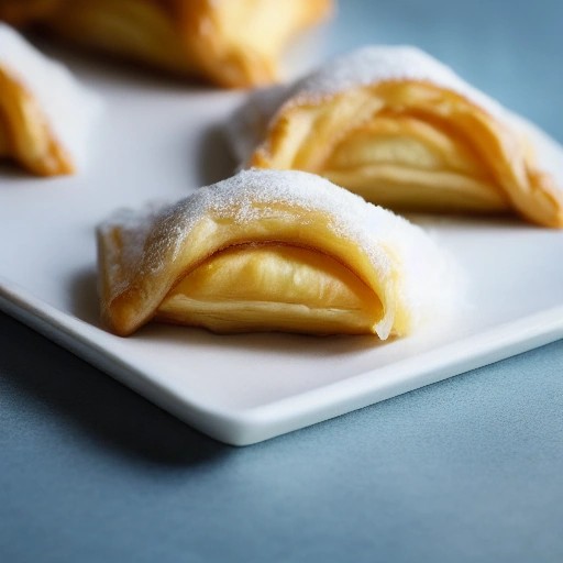 Sweet coconut and condensed milk puff pastry turnovers dessert