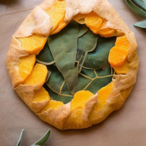 Rustic sweet potato and sage puff pastry galette fresh from the oven