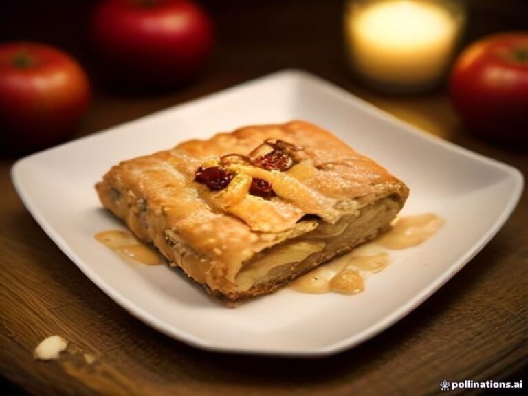 German apple strudel stuffed with sweet raisins and cinnamon