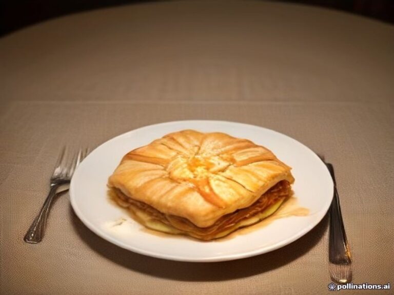Golden German apple strudel spiced with ground cinnamon