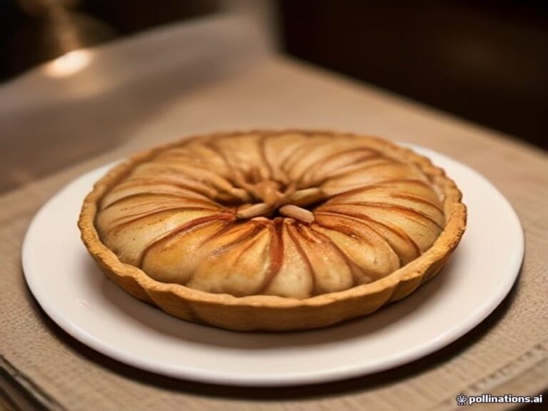German apple tart garnished with cinnamon sugar and toasted sliced almonds
