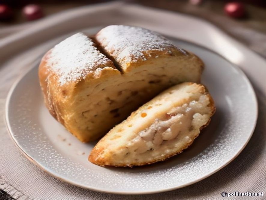 Authentic German marzipan stollen bread for Christmas celebrations