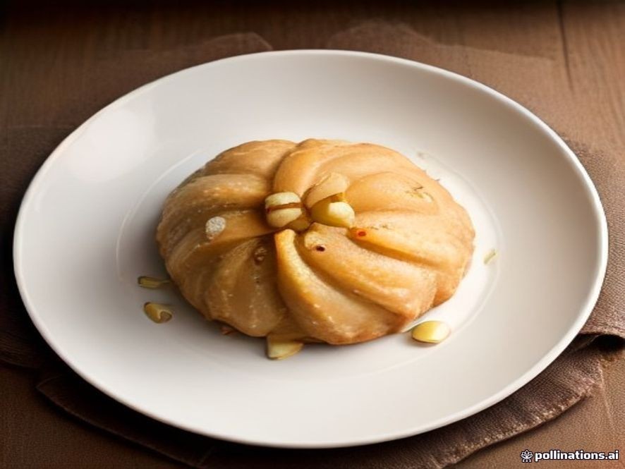 German pear pastry topped with cinnamon and sliced almonds