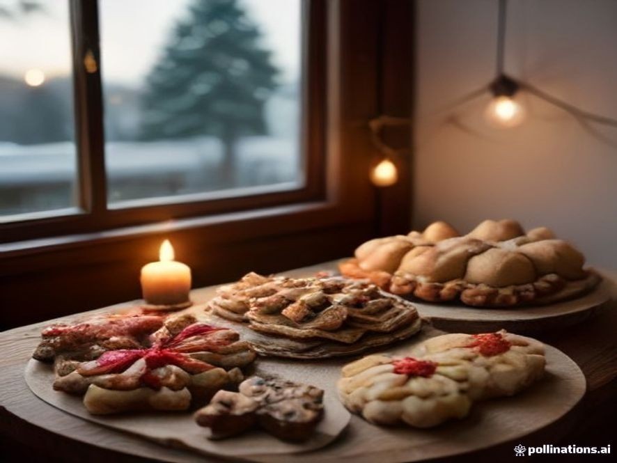 Assortment of festive German holiday pastries and holiday baked goods